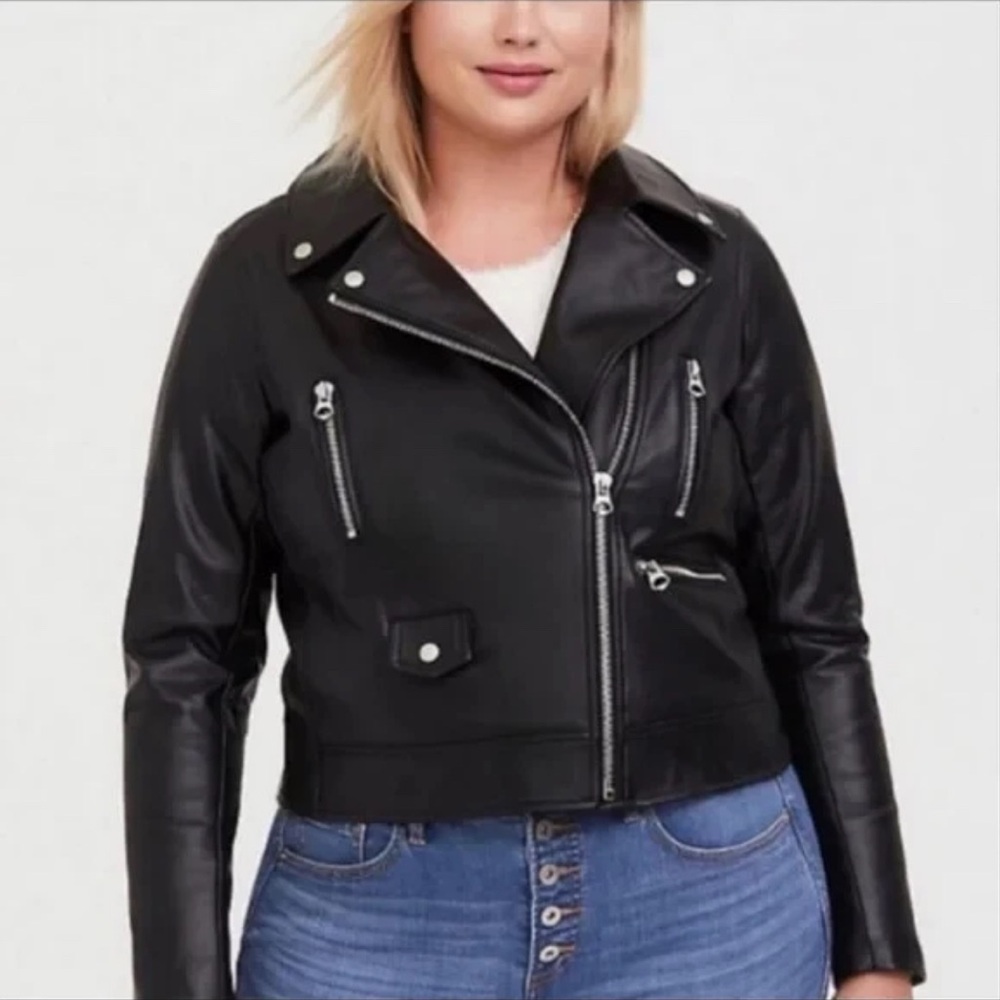 Torrid Black Leather Moto Jacket